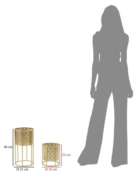 Set 2 suporturi pentru ghivece Mauro Ferretti Golvy, înălțime 40 cm, auriu