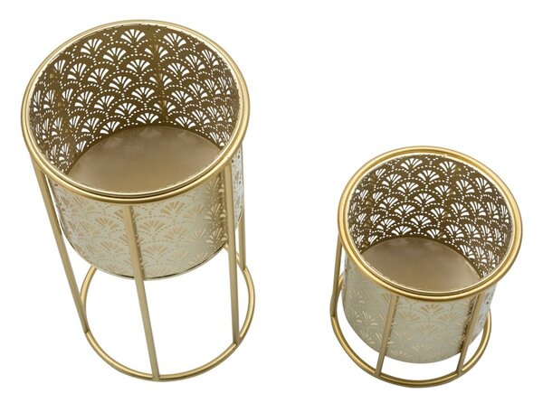 Set 2 suporturi pentru ghivece Mauro Ferretti Golvy, înălțime 40 cm, auriu