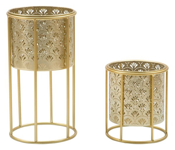 Set 2 suporturi pentru ghivece Mauro Ferretti Golvy, înălțime 40 cm, auriu