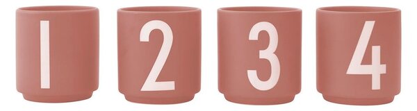 Set de 4 căni roz închis din imitație de porțelan Design Letters, 0,5 l