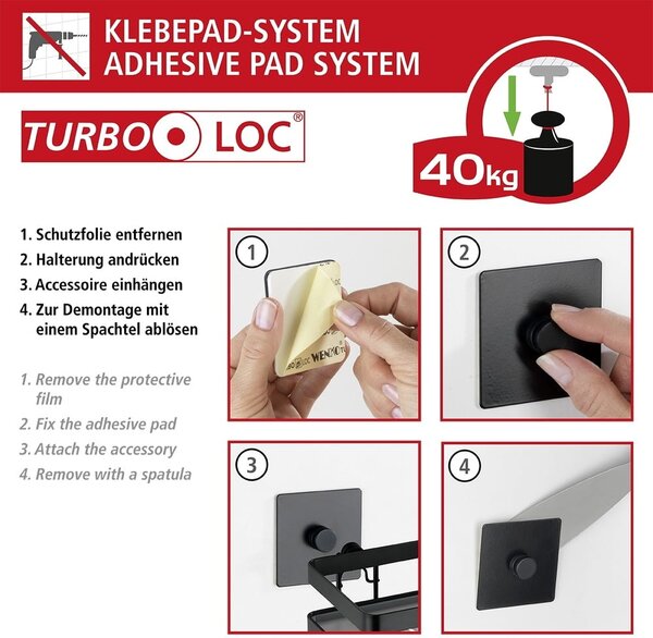 Dozator de săpun din plastic autoadeziv negru 0,25 l Carpino - Wenko