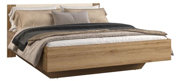 Pat matrimonial Verdeene 160 (stejar sălbatic + bej). Promo -15%. 1091835