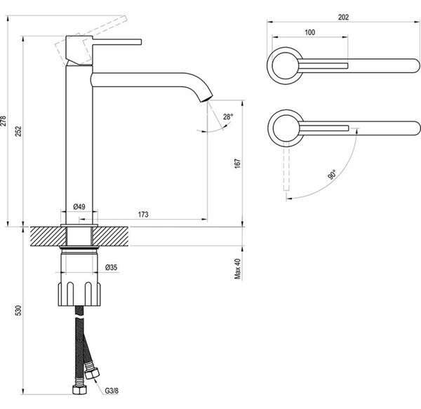 Ravak Espirit baterie lavoar stativ auriu X070403