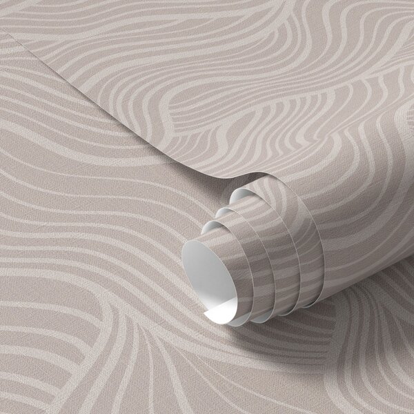 Tapet Linii ondulate ton pe ton pe fond bej cald, Tapet abstract, a00681v1 : Uwalls.ro