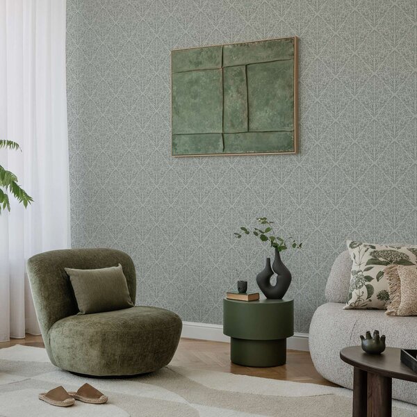 Tapet Damasc botanic în culoare gri deschis cu contururi delicate, Tapet flori, a00815v2 : Uwalls.ro