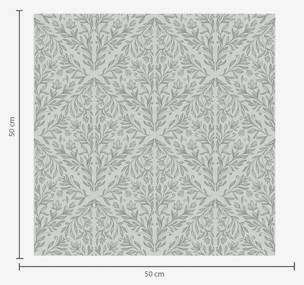 Tapet Damasc botanic în culoare gri deschis cu contururi delicate, Tapet flori, a00815v2 : Uwalls.ro
