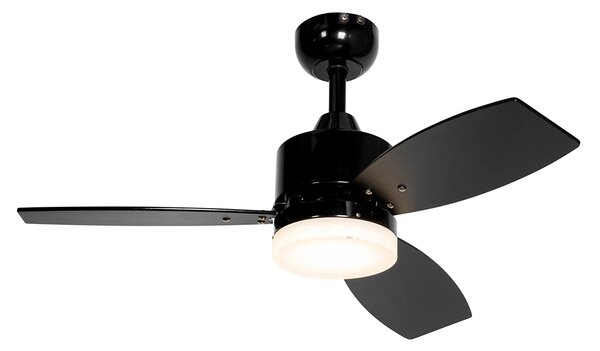 Ventilator de tavan de exterior negru 91,3 cm, inclusiv LED cu dimmer cu telecomandă IP44 - Toledo