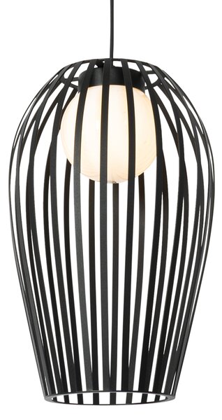 Lampă suspendată de design neagră cu opal - Angela