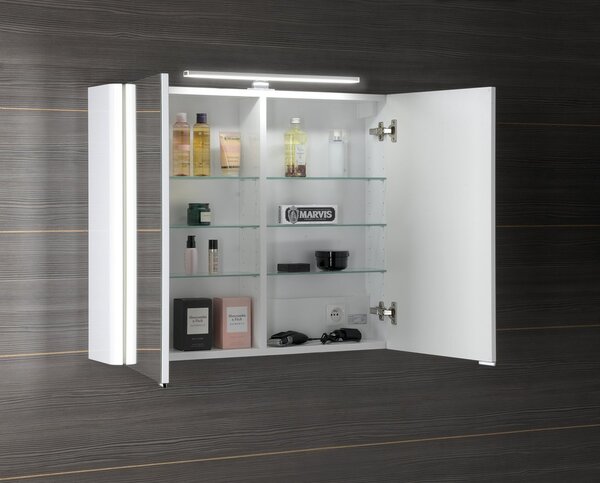 Sapho Sapho, galerie LUCIE cu iluminare LED, 86x70x17cm, alb, LU085-0030