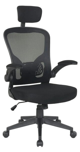 Scaun birou Q-060, negru, stofa/plasa, 66x50x118/126 cm