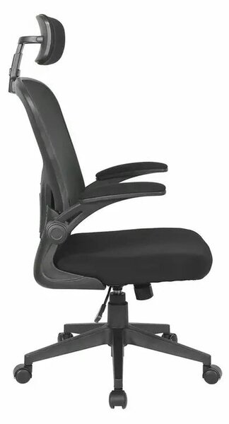 Scaun birou Q-060, negru, stofa/plasa, 66x50x118/126 cm