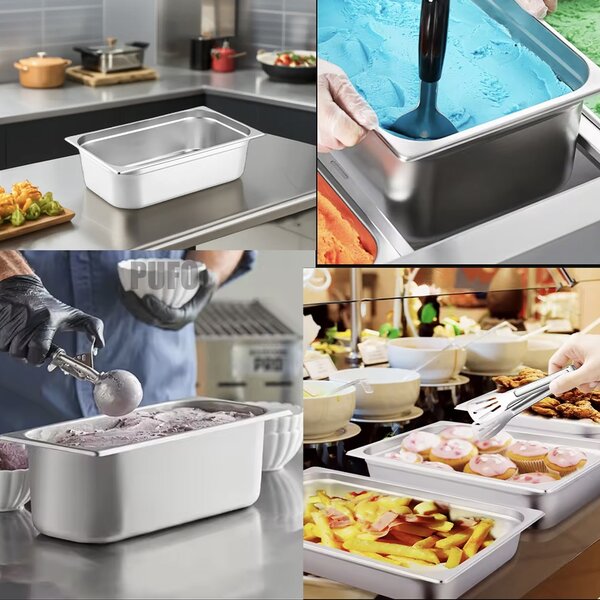 Tava gastronorm Pufo din inox pentru depozitare alimente, sosuri, inghetata, ideal pentru catering, restaurante, fast food, horeca, capacitate 2.5 L