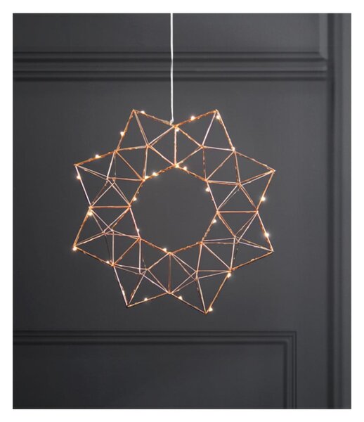 Coroniță decorativă suspendată cu LED Star Trading Edge, ø 30 cm, arămiu