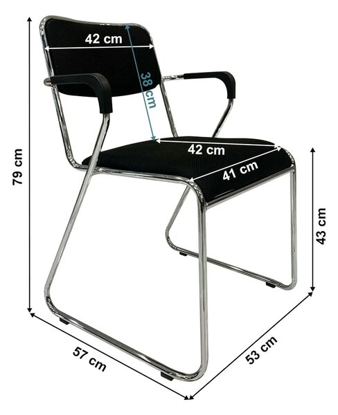 Scaun DERYA, negru/crom, plasa/plastic/metal, 53x57x79 cm