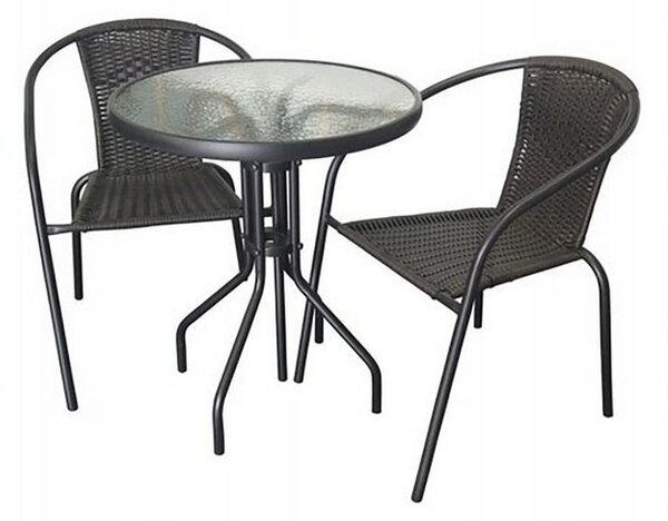 Set mobilier de grădină negru pentru 2 persoane - M.A.T. Group