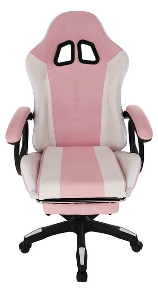 Scaun de birou JOVELA, roz/alb, piele ecologica, 65x65x114/124 cm