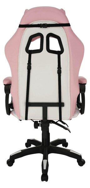 Scaun de birou JOVELA, roz/alb, piele ecologica, 65x65x114/124 cm