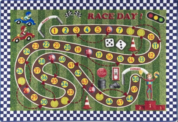 Covor Antiderapant pentru Copii, Model Racing Game, Dimensiunea 133x190 cm, Multicolor Multicolor, Dreptunghi, 133 x 190