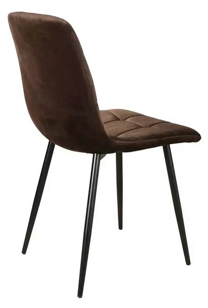 Scaun tapitat MILA, maro/negru, stofa catifelata/metal, 45x41x86 cm