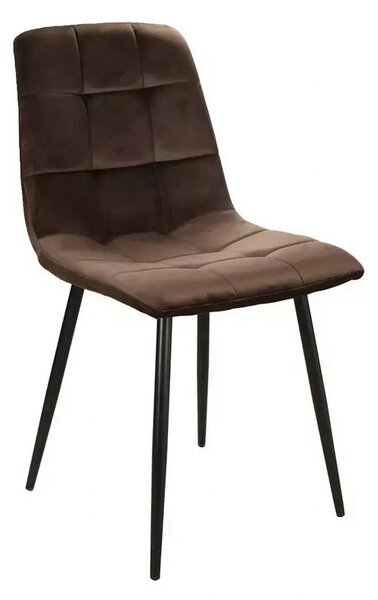 Scaun tapitat MILA, maro/negru, stofa catifelata/metal, 45x41x86 cm