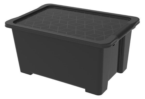 Cutie de depozitare negru lucios din plastic cu capac Evo Easy - Rotho