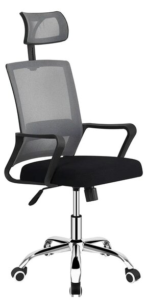 Scaun birou DIKAN, gri/negru, plasa/plastic/metal, 59.5x56x107/117 cm