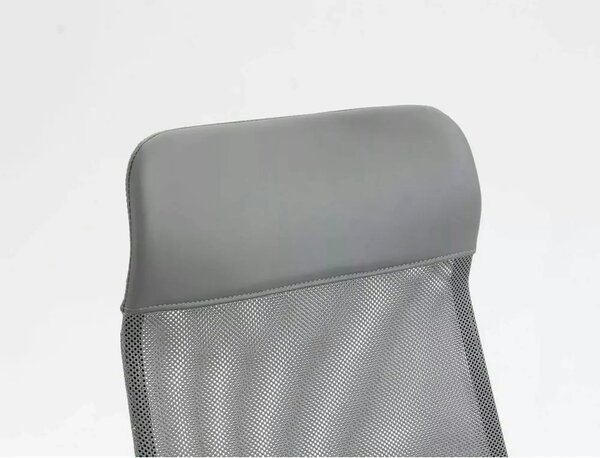 Scaun birou Q-026, gri, piele ecologica/plasa, 59x48x107/117 cm