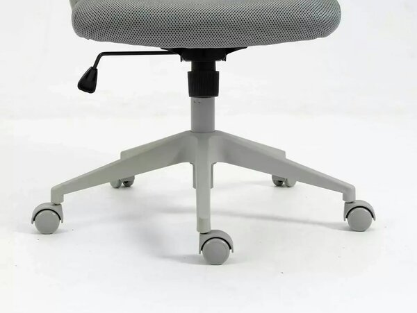 Scaun birou Q-026, gri, piele ecologica/plasa, 59x48x107/117 cm