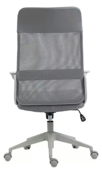 Scaun birou Q-026, gri, piele ecologica/plasa, 59x48x107/117 cm