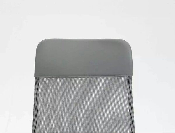 Scaun birou Q-026, gri, piele ecologica/plasa, 59x48x107/117 cm