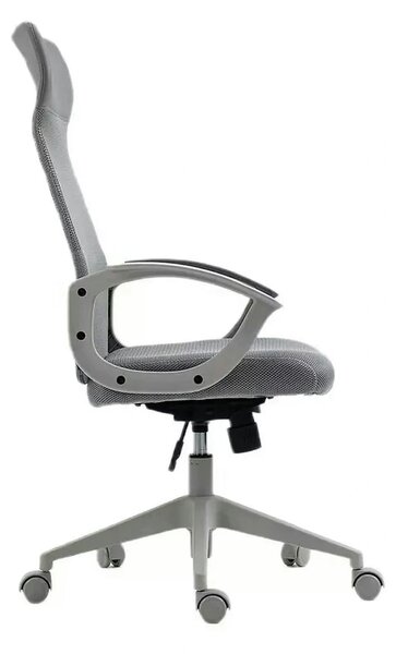 Scaun birou Q-026, gri, piele ecologica/plasa, 59x48x107/117 cm
