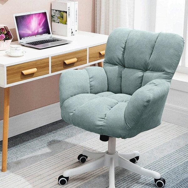 Scaun birou LOREL, verde menta, stofa clasica, 64x67x90/99 cm