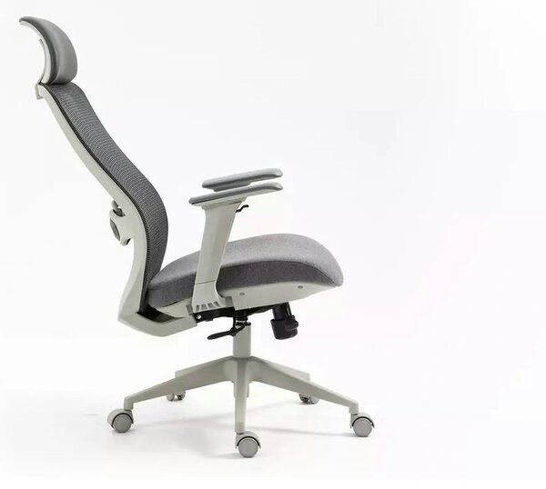 Scaun birou ERGON, gri, piele ecologica/plasa/stofa, 64x49x112/122 cm