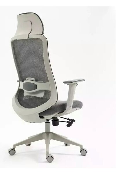 Scaun birou ERGON, gri, piele ecologica/plasa/stofa, 64x49x112/122 cm