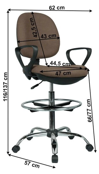 Scaun birou TAMBER, maro, stofa clasica, 62x57x116/137 cm