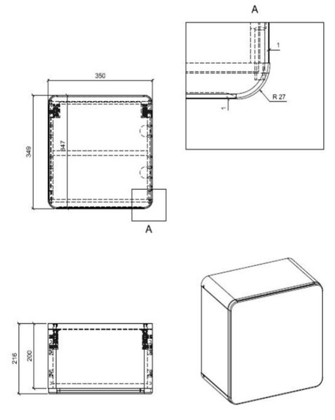 Comad Aruba White dulap 35x22x35 cm laterala pe perete alb-stejar ARUBAWHITE831FSC