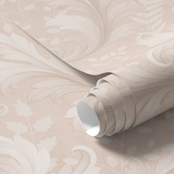 Tapet Volute de acant pe fond bej cald, Tapet natura, Tapet frunze, a00772 : Uwalls.ro