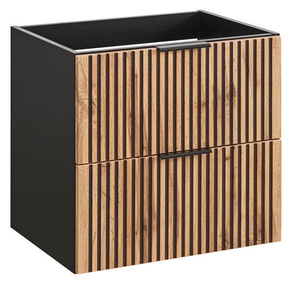 Comad Xilo dulap 60x46x57 cm sub chiuveta pe perete negru-stejar XILO BLACK WOTAN 82-60-D-2S