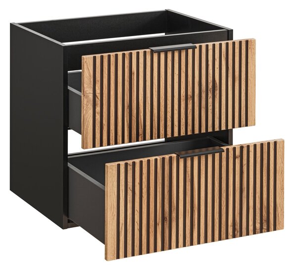 Comad Xilo dulap 60x46x57 cm sub chiuveta pe perete negru-stejar XILO BLACK WOTAN 82-60-D-2S