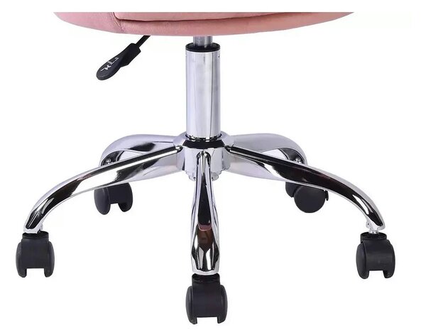 Scaun birou ROSE, roz/crom, stofa catifelata/metal, 56x41x74/83 cm