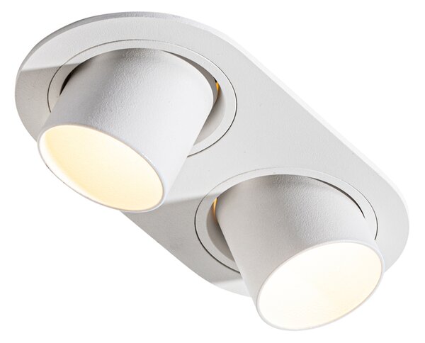 Set de 6 spoturi încastrate albe GU10 35mm înclinabile cu 2 lumini - Installa