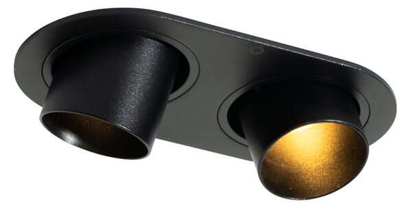 Spot îngropat rotund negru GU10 35mm orientabil 2 lumini - Installa