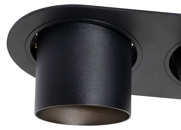 Set de 6 spoturi încastrate negre GU10 70mm înclinabile cu 2 lumini - Installa
