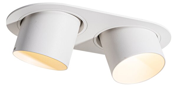 Spot rotund incastrat alb GU10 70mm inclinabil 2 lumini - Installa