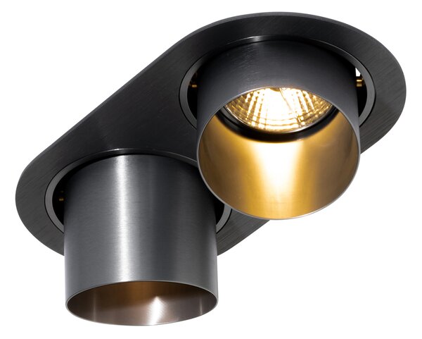 Spot îngropat rotunjit, metal gri-antracit, GU10, 70 mm, inclinabil, 2 lumini - Installa