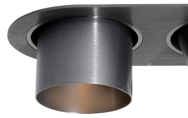 Set de 6 spoturi încastrate Gunmetal GU10 70mm înclinabile cu 2 lumini - Installa