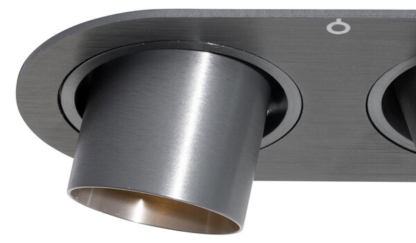 Set de 6 spoturi încastrate Gunmetal GU10 35mm Înclinabile cu 2 lumini - Installa