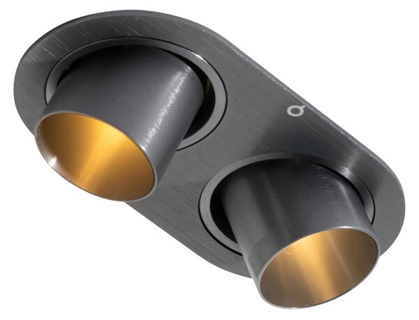 Spoturi rotunde incastrate, metal gri-antracit, GU10, 35 mm, inclinabile, 2 lumini - Installa