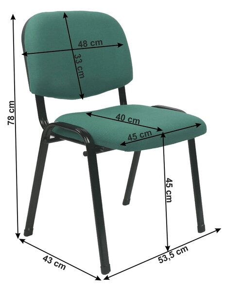 Scaun ISO 2, verde/negru, stofa, 53x55x82 cm