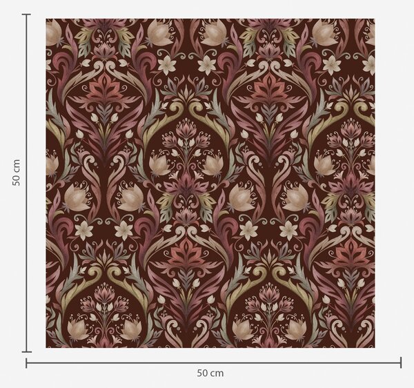 Tapet Ornament cu lalele, fundal bogat în nuanțe de burgund, Tapet flori, a00827v2 : Uwalls.ro
